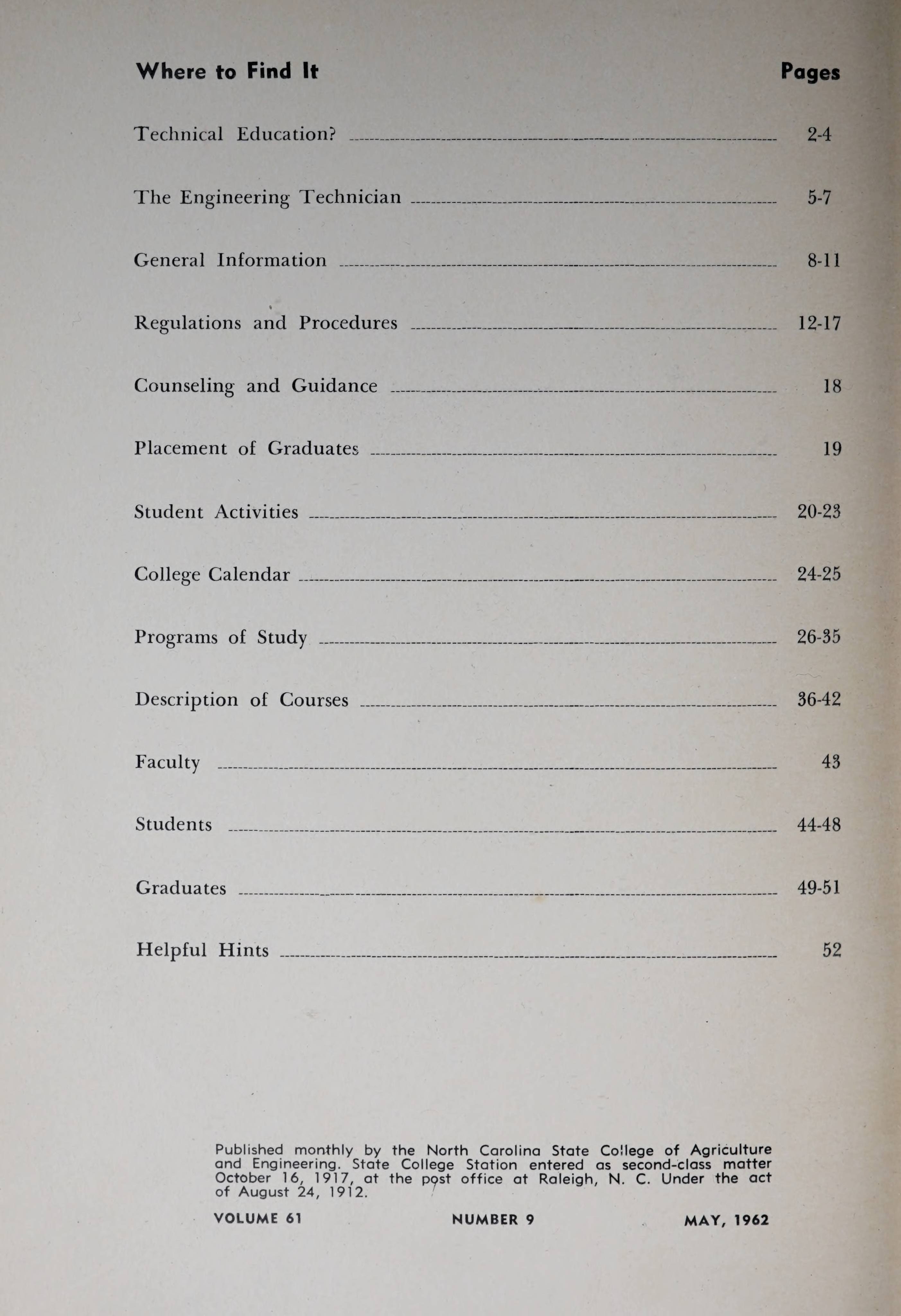 Gaston Technical Institute Catalog and Bulletin 19621963